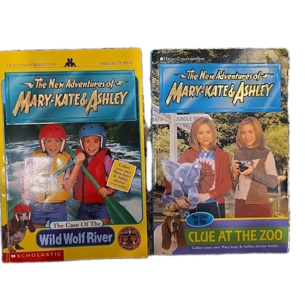 (2) MARY-KATE & ASHLEY Books The Case of the Clue at the Zoo & Wild Wolf River
